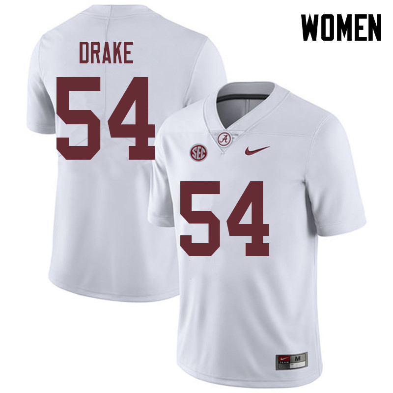 Women #54 Trae Drake Alabama Crimson Tide College Football Jerseys Sale-White